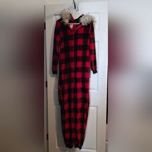 Secret Treasures Red and Black Plaid Adult Onsie